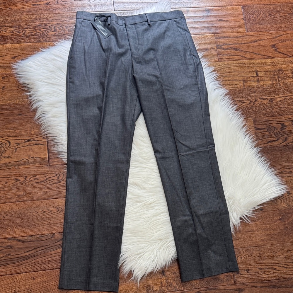 Express Producer Charcoal Checkered Dress Pants for Men